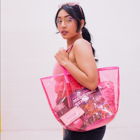 clear pink tote